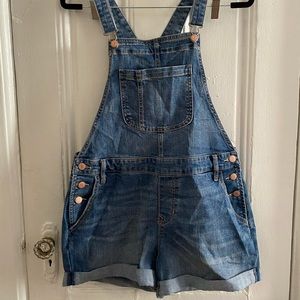 Jean Cuffed Short Overalls